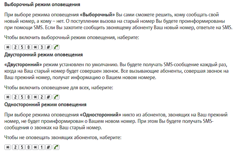 Режимы услуги МТС "Мой новый номер"